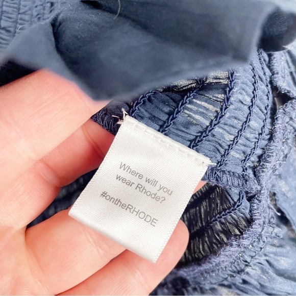 Rhode Resort Anya V-Neck Long Sleeve Smocked Mini Dress Casual Cocktail Summer - Picture 8 of 8